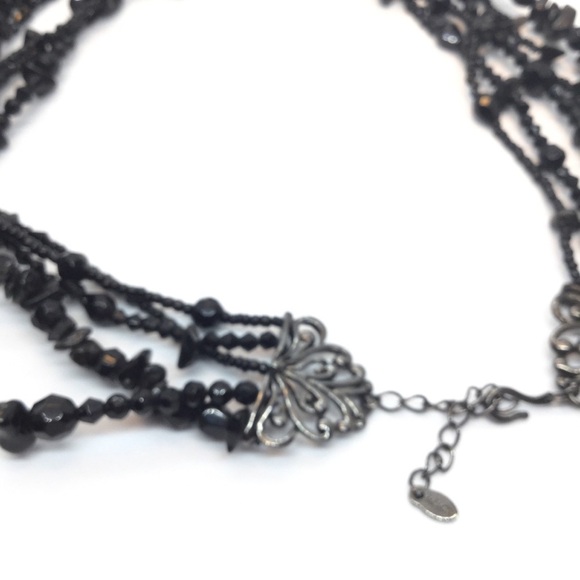 3/$30 VINTAGE MONET BLACK BEAD NECKLACE MULTI-STRAND LAYER RETRO ANTIQUE STYLE - Picture 10 of 10